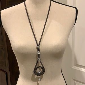 Long Black Silver Fashion Jewelry Necklace